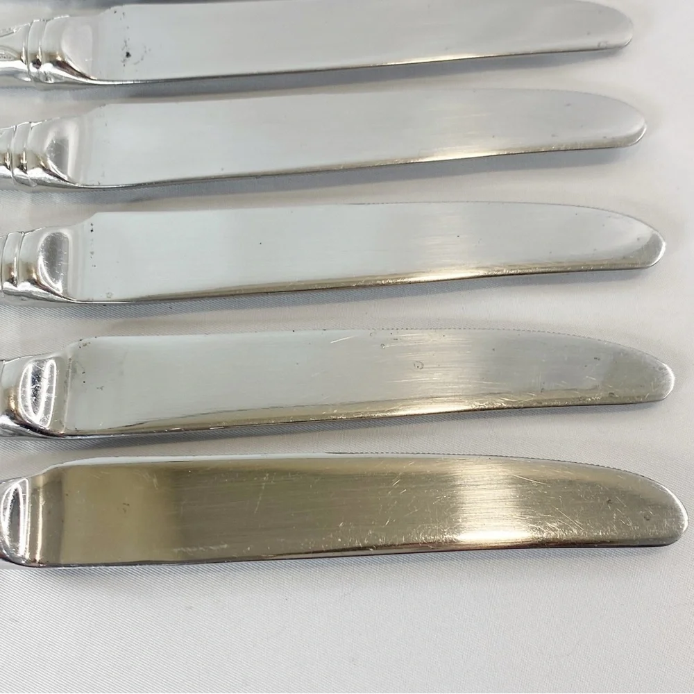 Roberts & Belk Lot of 6 Dinner Knives Continental Bead Discontinued Grp A
